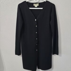 Eddie Bauer Long Cardigan  100% Merino Wool in Black